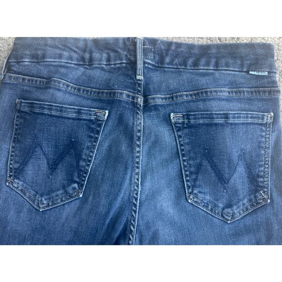 Mother The Looker Crop 5 Pocket Blue Jeans Damaged 29 on the edge large denim - Picture 5 of 10